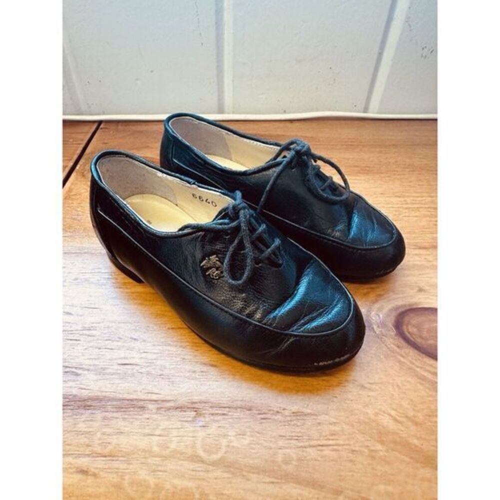 Vintage Louis Carmini Volpe Black Leather Childs Shoes 6 1/2 Dress Shoe Retro - Picture 13 of 13